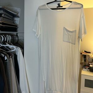 White T-Shirt Dress with Pocket